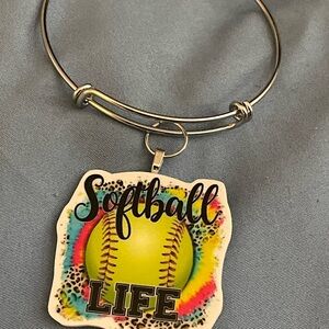 Softball Life Bracelet with Colorful Charm
